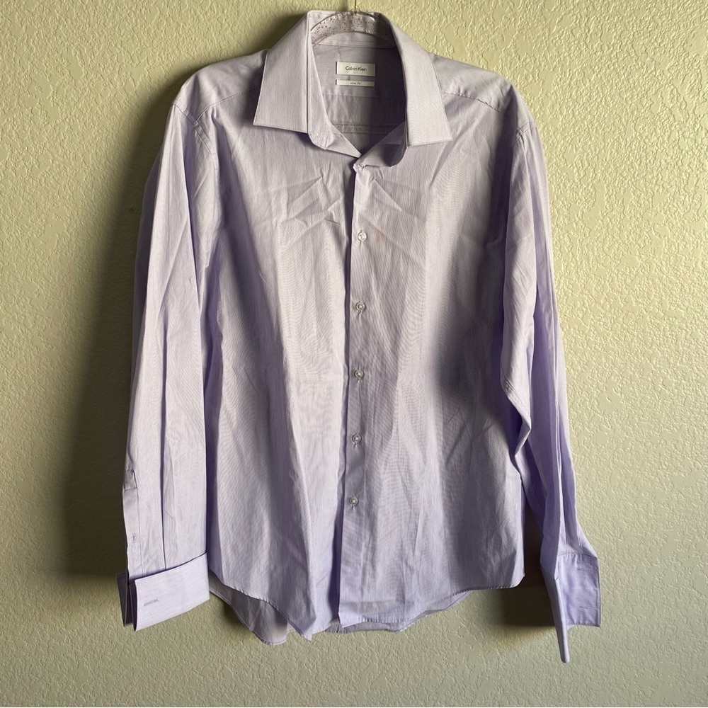 Calvin Klein Slim Fit Soft Lilac Dress Shirt Long Sleeve 16-16 1/2 34-35